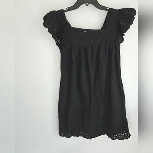 Anthropologie Dear Creatures Black Eyelet Swim Cover Sun Dress